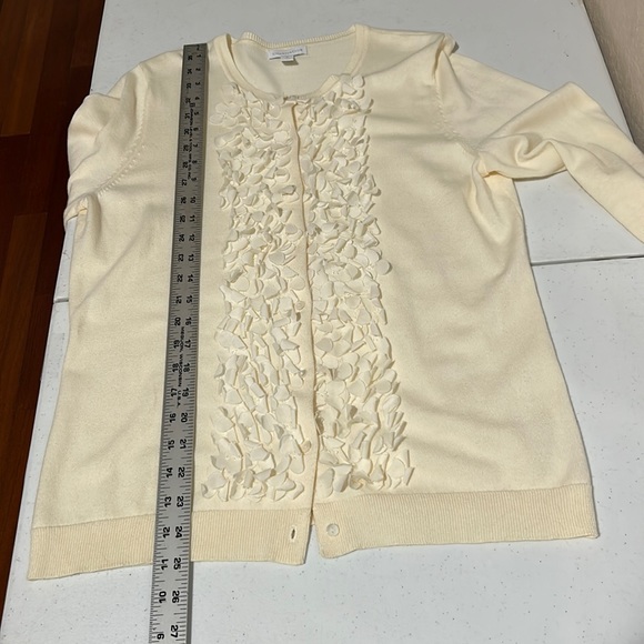 Charter Club Beige Button Down Cardigan With Flower Petals, Size Medium - Picture 7 of 7